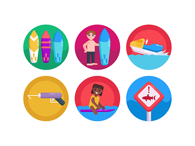 Water Sports Icons coloured icons flat icons icon icons icons pack sports vector vectors waterski watersport watersports