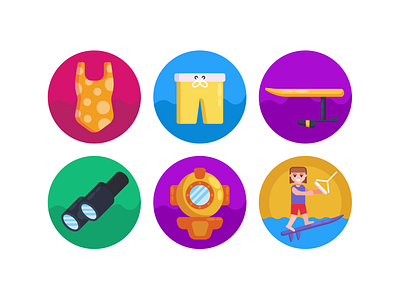 Water Sports Icons coloured icons diving diving board flat icons icon icons icons pack sports swimming vector vectors waterski watersport watersports