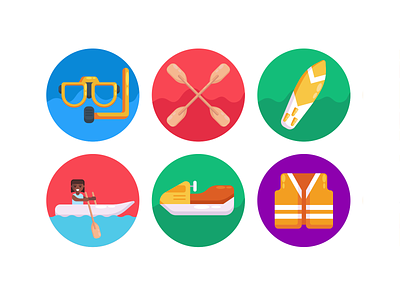 Water Sports Icons coloured icons flat icons icon icons icons pack vector vectors waterski watersport watersports