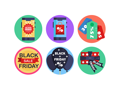 Black Friday Icons black friday black friday sale coloured icons discount voucher ecommerce flat icons icon icons icons pack online shopping online store vector vectors
