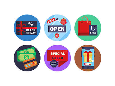 Black Friday Icons black friday black friday sale blackfriday coloured icons discount offer flat icons icon icons icons pack vector vectors
