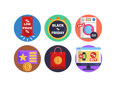 Black Friday Icons black friday black friday sale blackfriday coloured icons discount flat icons icon icons icons pack sale vector vectors