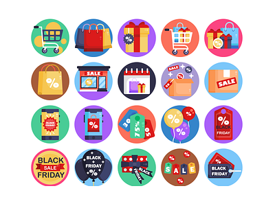 Black Friday Icons black friday black friday sale blackfriday coloured icons flat icons icon icons icons pack vector vectors