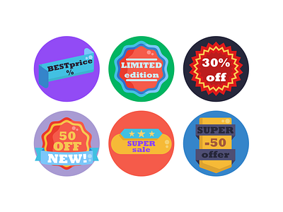 Discount Badges coloured icons discounts ecommerce flat icons icon icons icons pack offer on sale sale vector vectors