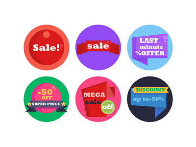 Discount Badges coloured icons discount ecommerce flat icons icon icons icons pack offer on sale sale vector vectors