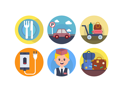 Airport Icons airplane airport coloured icons flat icons flight flight attendant icon icons icons pack taxi vector vectors