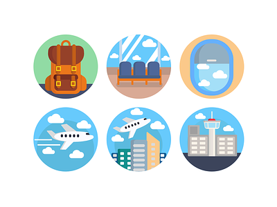 Airport Icons airplane airport coloured icons flat icons flight flight attendant icon icons icons pack vector vectors watch tower