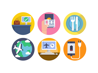 Airport Icons airplane airport charger coloured icons flat icons flight food icon icons icons pack plane vector vectors