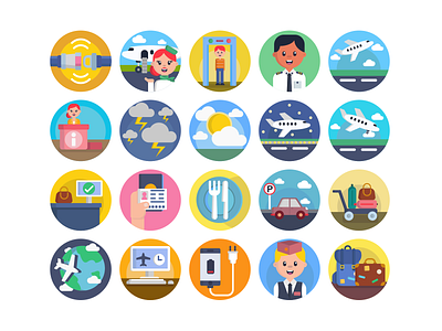 Airport Icons airplane airport coloured icons flat icons flight icon icons icons pack passport vector vectors visa weather icon