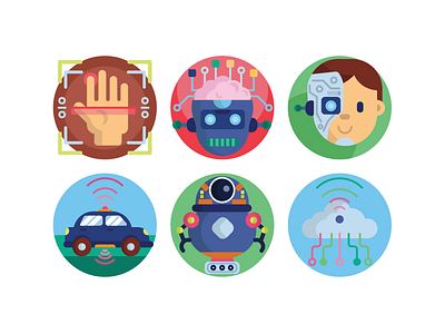 Artificial Intelligence Icons artificial intelligence artificialintelligence coloured icons flat icons icon icons icons pack robotics robots technology vector vectors