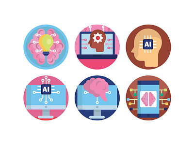 Artificial Intelligence Icons artificial intelligence artificialintelligence coloured icons flat icons icon icons icons pack robotics technology icons vector vectors