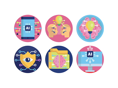 Artificial Intelligence Icons artificial intelligence artificialintelligence coloured icons flat icons icon icons icons pack robot robotics vector vectors