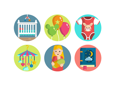 Baby Icons baby baby clothes coloured icons crib flat icons icon icons icons pack toddlers vector vectors