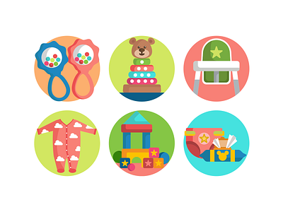 Baby Icons baby baby clothes baby clothing coloured icons diaper flat icons icon icons icons pack kids toddler toys vector vectors wet wipes