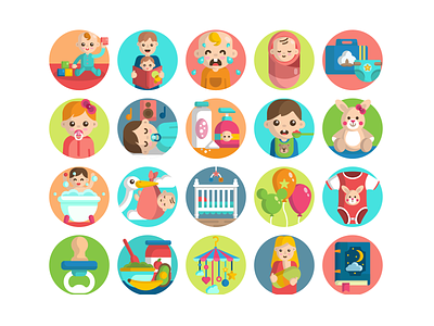 Baby Icons baby bed time stories child children coloured icons flat icons icon icons icons pack kids sleep story book toddlers vector vectors