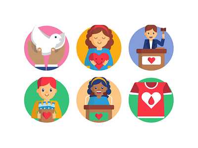 Charity Icons challenge characterdesign charity charity event coloured icons flat icons give icon icons icons pack justice love peace share vector vectors