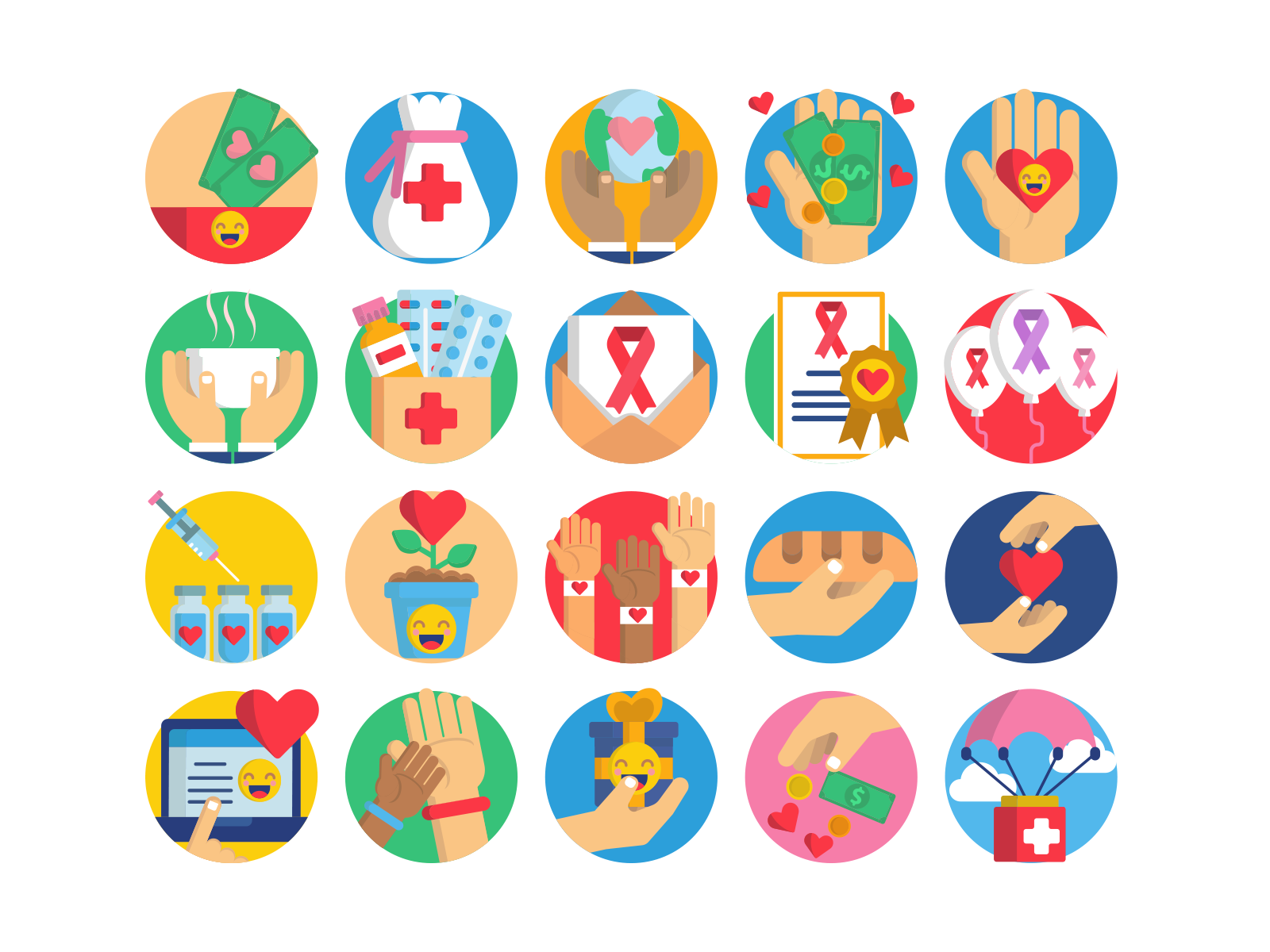 Charity Icons blood donation charity coloured icons donation donations flat icons food gift box healthcare icon icons icons pack money vaccine vector vectors