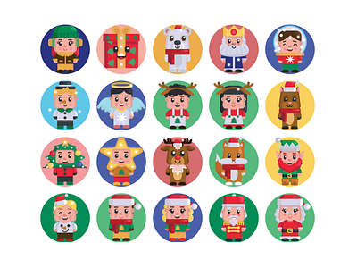 Christmas Avatars Icons angel avatar avatar icons avatars christmas coloured icons flat icons icon icons icons pack peter pan reindeer santa santa claus vector vectors