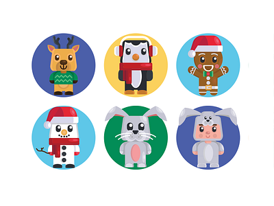 Christmas Avatars Icons avatar avatar design avatar icons avatars character character design christmas coloured icons flat icons icon icons icons pack reindeer vector vectors