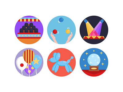 Circus Icons balloon circus coloured icons flat icons icon icons icons pack performance theater vector vectors