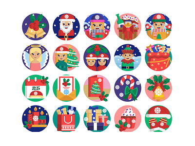 Christmas Icons calendar candles christmas christmas tree coloured icons flat icons gift gift box holiday icon icons icons pack snowflakes vector vectors