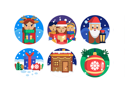 Christmas Icons christmas christmas carol christmas tree coloured icons flat icons gift box icon icons icons pack santa claus vector vectors