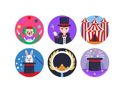 Circus Icons circus circus tent coloured icons design flat icons icon icons icons pack vector vectors