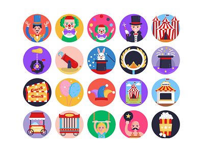 Circus Icons circus circus tent coloured icons design entertainment flat icons icon icons icons pack vector vectors