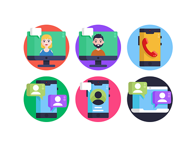 Video Conference and Streaming Icons copy 6 coloured icons design flat icons icon icons icons pack illustration vector vectors
