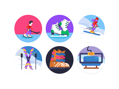 Winter Sports Icons coloured icons flat icons icon icons icons pack illustration mountain snow snowboarding sports vector vectors winter sports