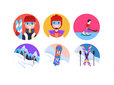 Winter Sports Icons coloured icons flat icons icon icons icons pack illustration skiing snowboarding sport vector vectors winter sports