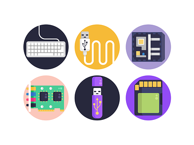 Computer Hardware Icons coloured icons computer flat icons hardware icon icons icons pack illustration laptop pc technology vector vectors