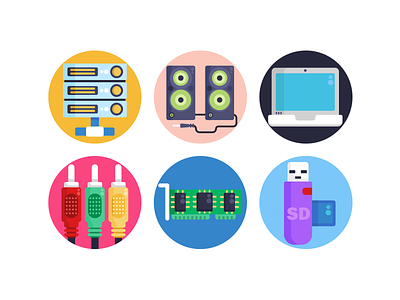 Computer Hardware Icons coloured icons computer flat icons hardware icon icons icons pack illustration pc technology vector vectors