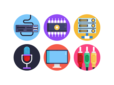 Computer Hardware Icons coloured icons computer cpu flat icons hardware icon icons icons pack illustration laptop mic pc vector vectors