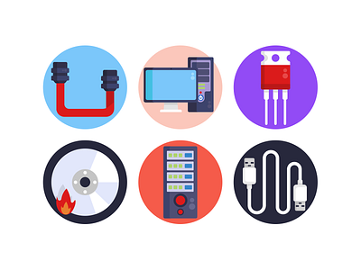 Computer Hardware Icons coloured icons computer cpu desktop flat icons hardware icon icons icons pack illustration pc technology vector vectors