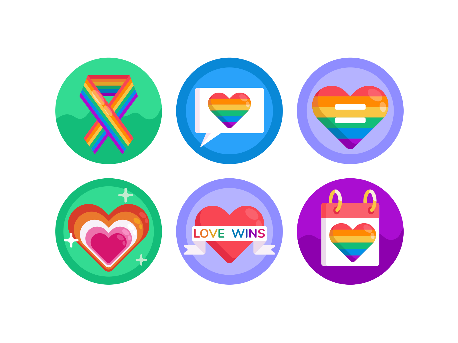 Pride LGBT Icons coloured icons flat icons gay gaypride icon icons icons pack illustration lgbt pride pride month rainbow vector vectors