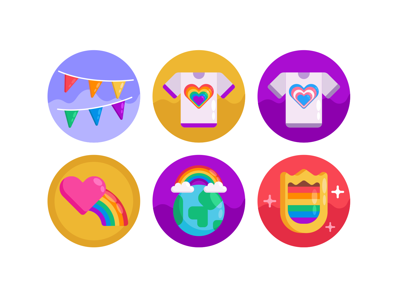 Pride LGBT Icons coloured icons flat icons gay icon icons icons pack illustration lgbtq lgbtqia pride month rainbow vector vectors