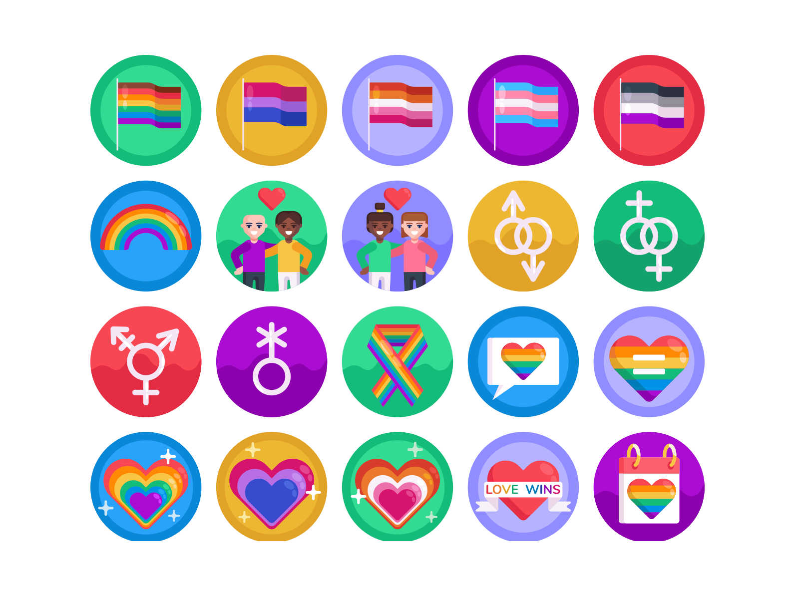Pride LGBT Icons coloured icons flat icons gay gay pride icon icons icons pack lbgtq lgbtqia pride month vector vectors
