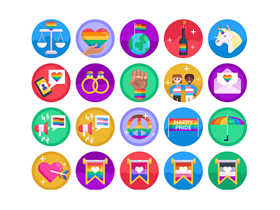 Pride LGBT Icons coloured icons flat icons gay gay pride icon icons icons pack lgbtq lgbtqia pride pridemonth vector vectors