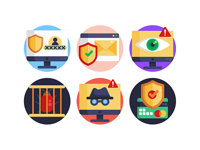 Security Icons antivirus coloured icons flat icons icon icons icons pack illustration password protection security vector vectors