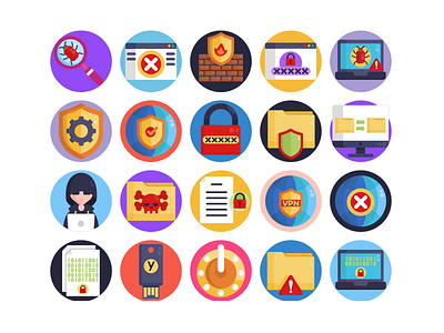 Security Icons antivirus coloured icons flat icons icon icons icons pack illustration password pc protection security technology vector vectors