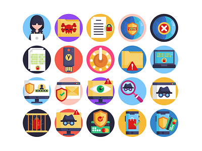 Security Icons antivirus coloured icons flat icons icon icons icons pack illustration password pc protection security technology vector vectors