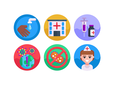 Virus Icons coloured icons corona virus covid 19 disease flat icons health icon icons icons pack illustration nurse vector vectors virus