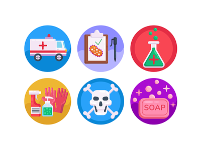 Virus Icons ambulance bacteria coloured icons corona virus covid 19 flat icons health icon icons icons pack illustration infection vector vectors virus