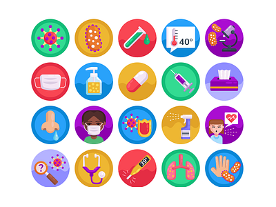 Virus Icons coloured icons corona virus covid19 disease flat icons health icon icons icons pack illustration infection vector vectors virus