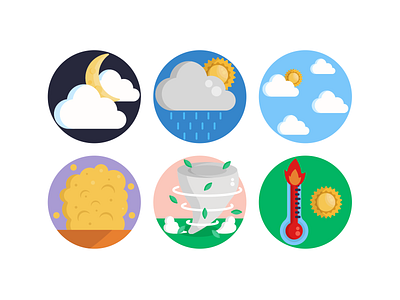 Weather Icons cloudy coloured icons flat icons icon icons icons pack illustration sun tornado vector vectors weather weather forecast weather icon