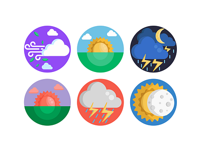 Weather Icons cloud coloured icons flat icons icon icons icons pack illustration rain sun vector vectors weather app weather forecast weather icon