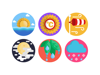 Weather Icons coloured icons flat icons icon icons icons pack illustration snow sun vector vectors weather weather app weather forecast weather icon wind sock windy