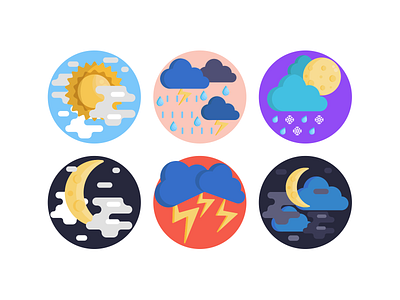 Weather Icons cloud coloured icons flat icons icon icons icons pack illustration moon rain vector vectors weather weather app weather forecast weather icon