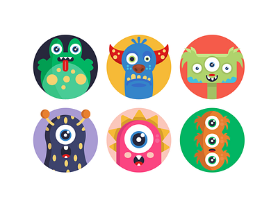 Monster Avatars Icons avatars coloured icons flat icons icons monster profile user vector vectors